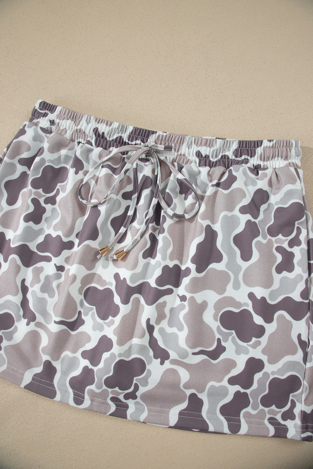 Abstract Camo Elastic Waist Drawstring Mini Skort