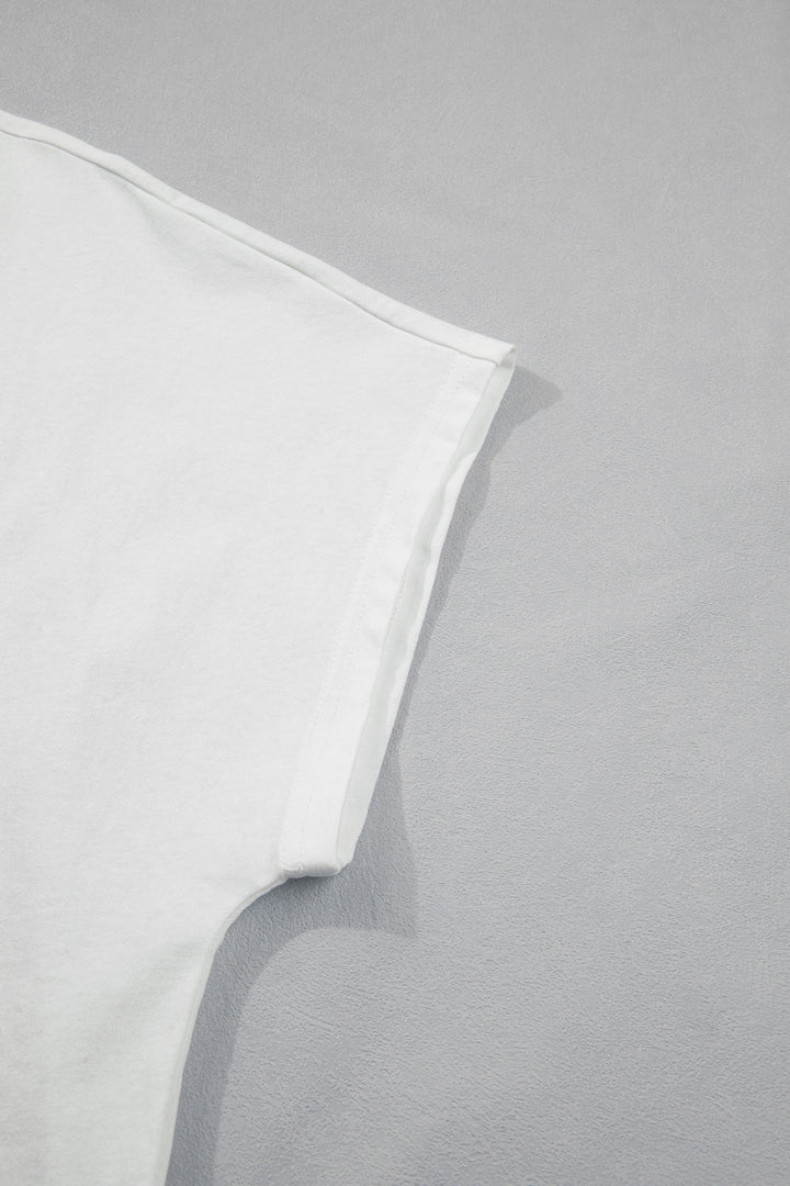 White Plus Size Leopard Bow Embroidered Patch Casual T Shirt