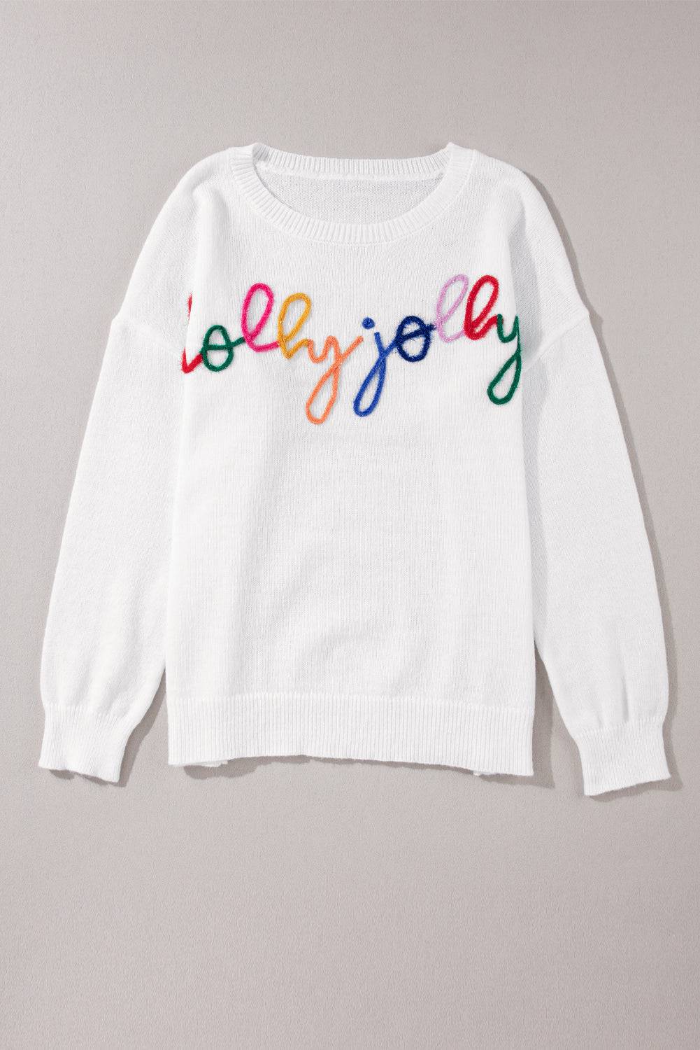 a white sweater with the word lollyjoy embroidered on it