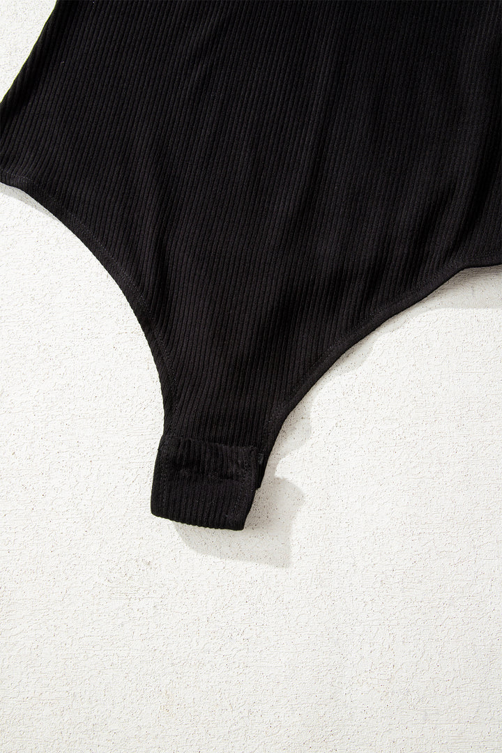 Ribbed Long Sleeve Crew Neck Solid Color Bodysuit