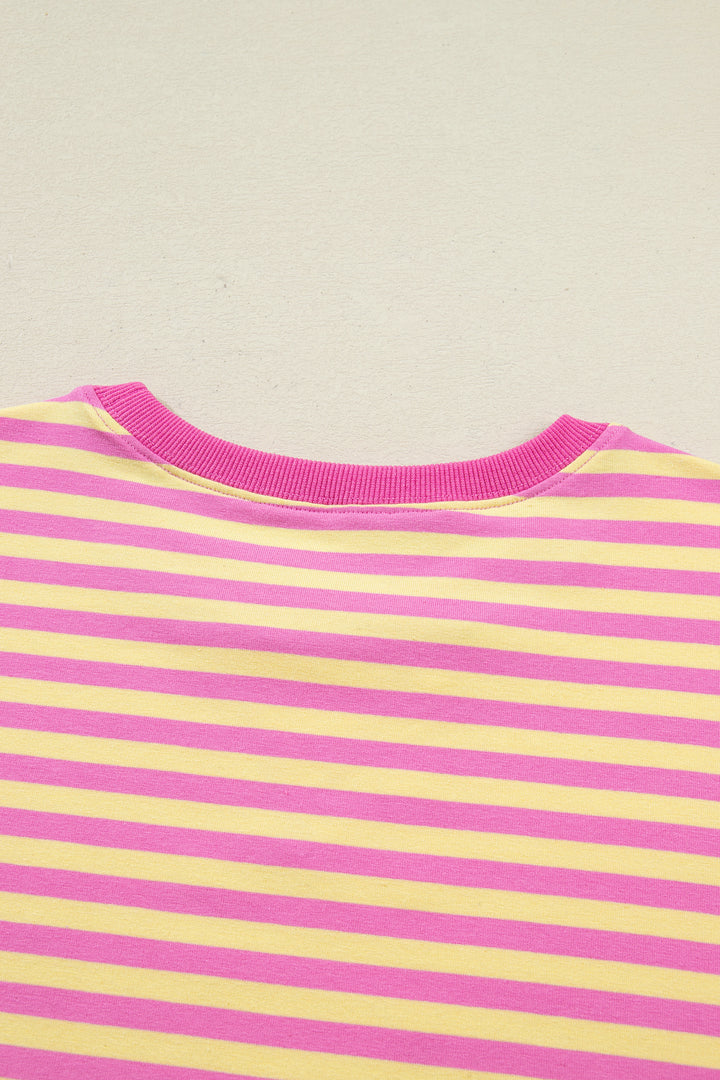 Stripe Drop Shoulder Boxy Casual Terry Short Set