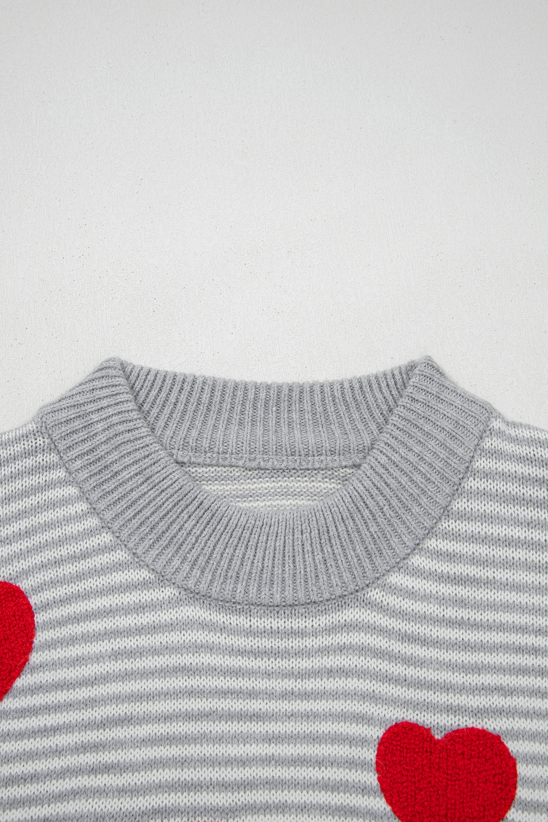 Stripe Contrast Heart Pattern Valentine Knit Sweater
