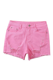 a pair of pink shorts with holes