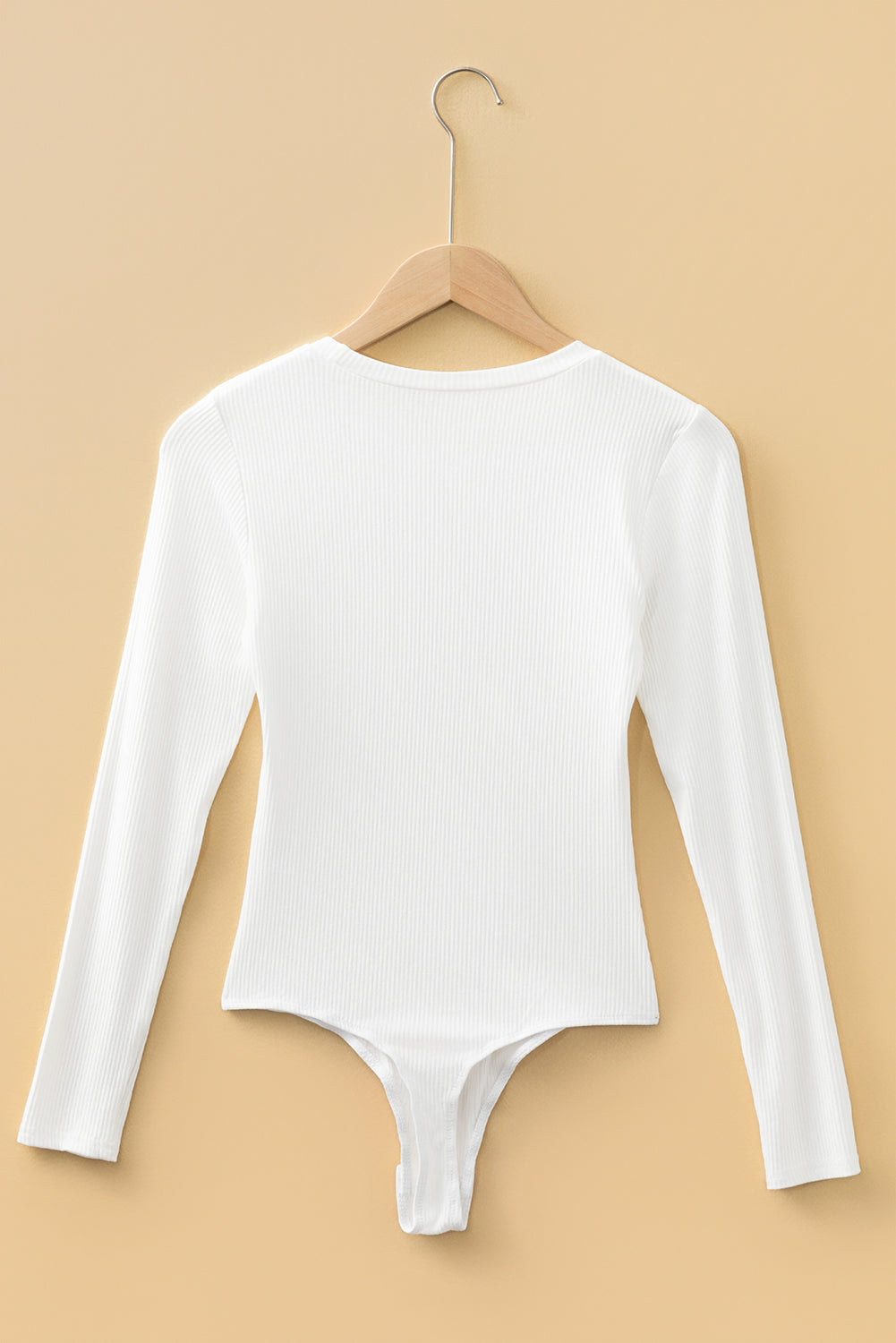 Ribbed Long Sleeve Crew Neck Solid Color Bodysuit