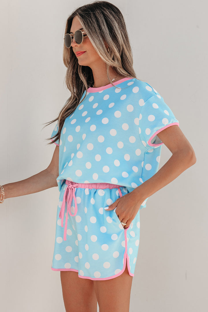 Polka Dot Contrast Edge Casual Short Set