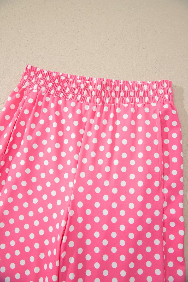 Polka Dot Print Slim Tank Loose Pants 2pcs Outfit