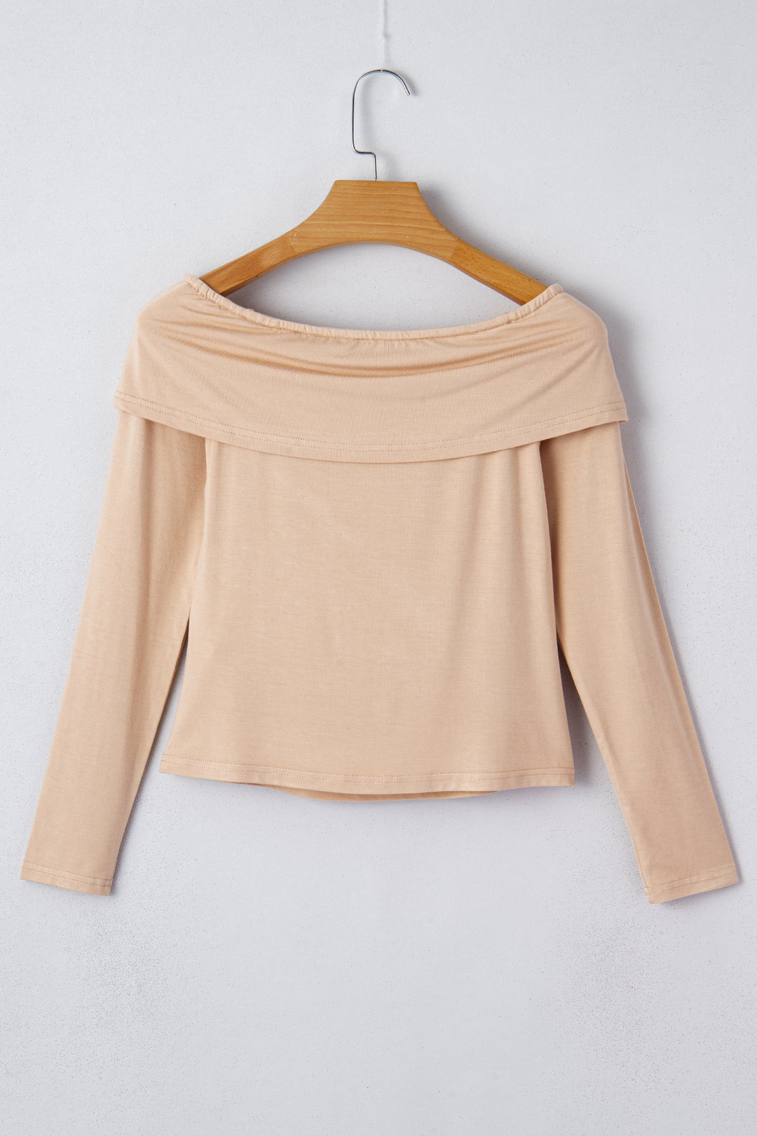 Foldover Off Shoulder Long Sleeve Slim Top