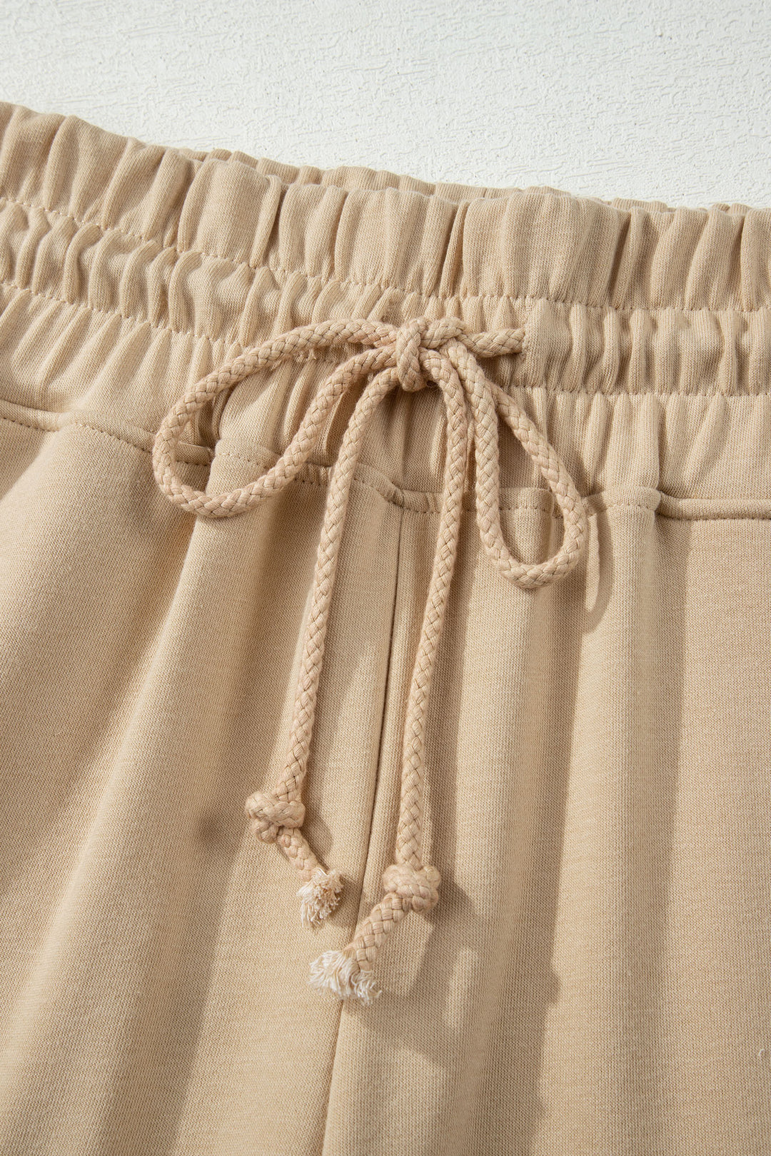 Solid Color Loose Tee Drawstring Wide Leg Pants 2pcs Outfit