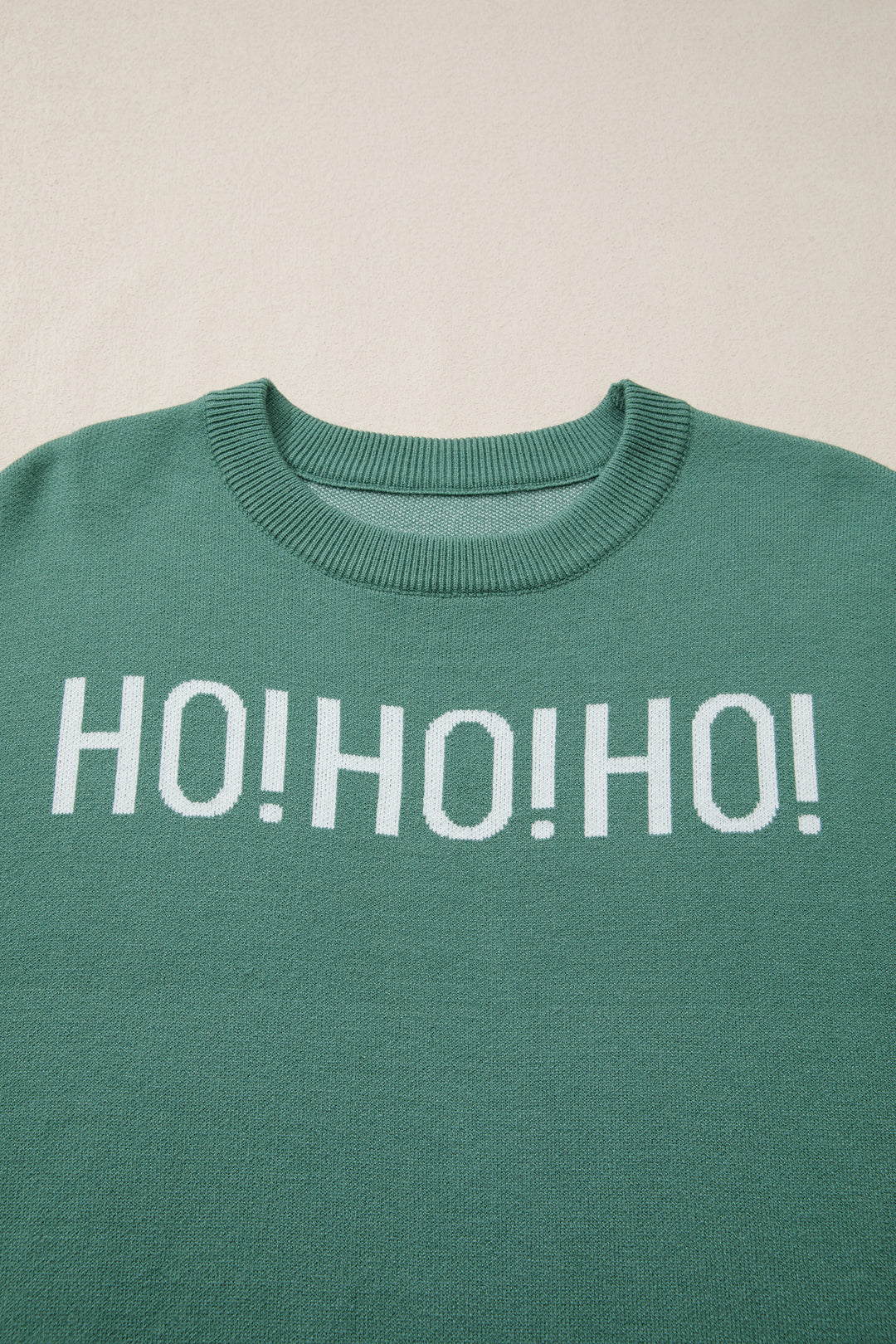 Blackish Green HO HO HO MERRY CHRISTMAS Drop Shoulder Loose Sweater
