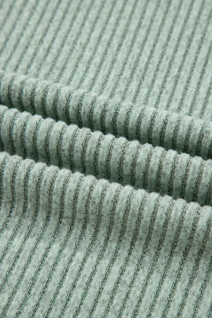 Ribbed Notched Neck Knit Long Sleeve Leggings Two Pieces Lounge Set