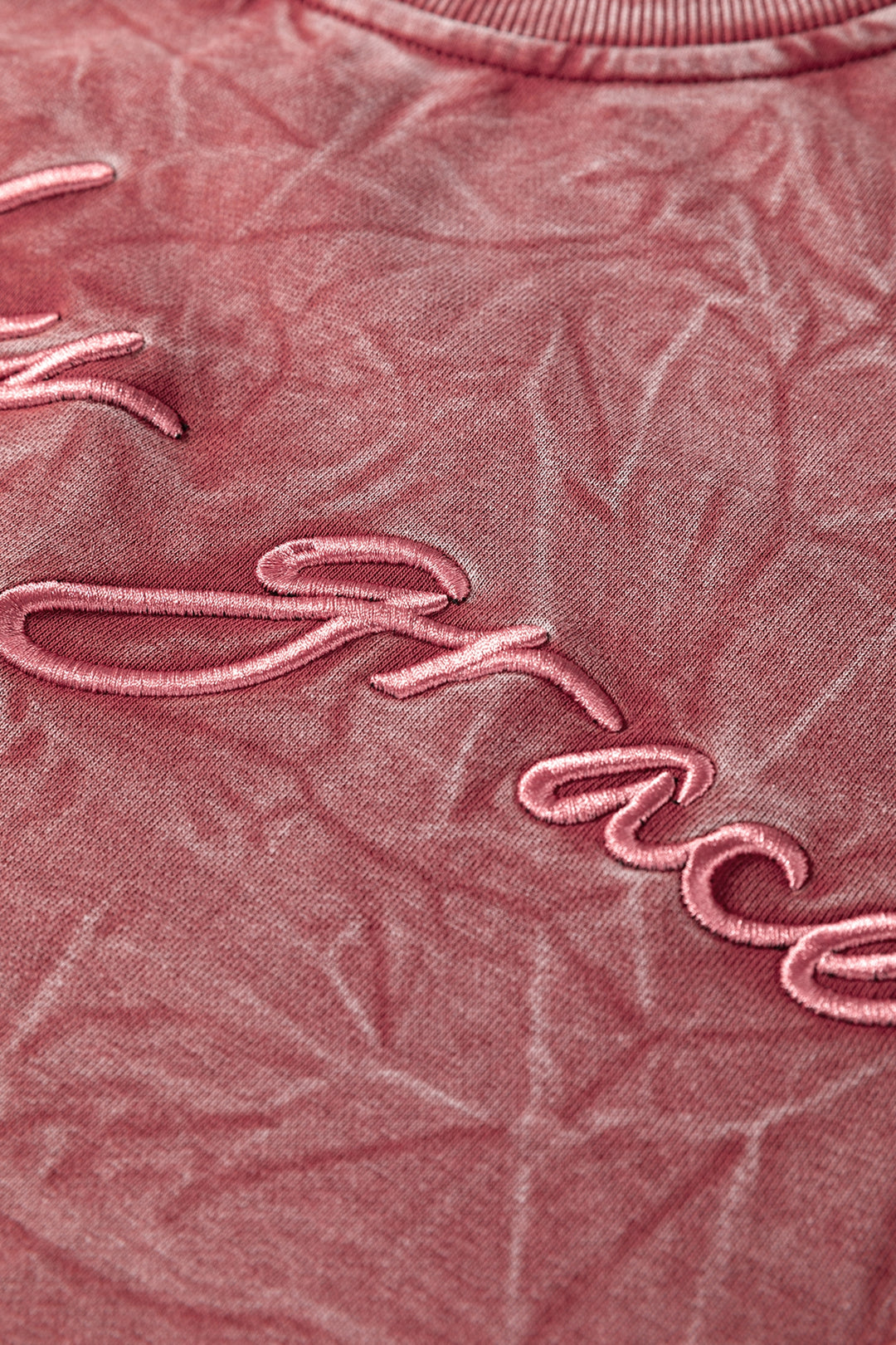 saved by grace Letter Embroidery Mineral Wash Loose Sweatshirt