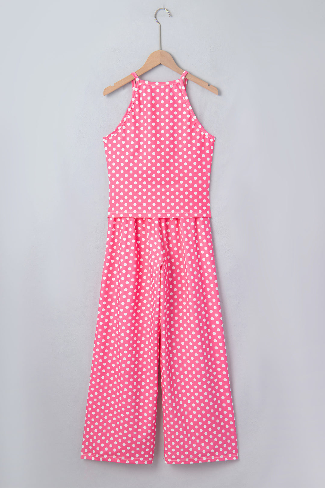 Polka Dot Print Slim Tank Loose Pants 2pcs Outfit