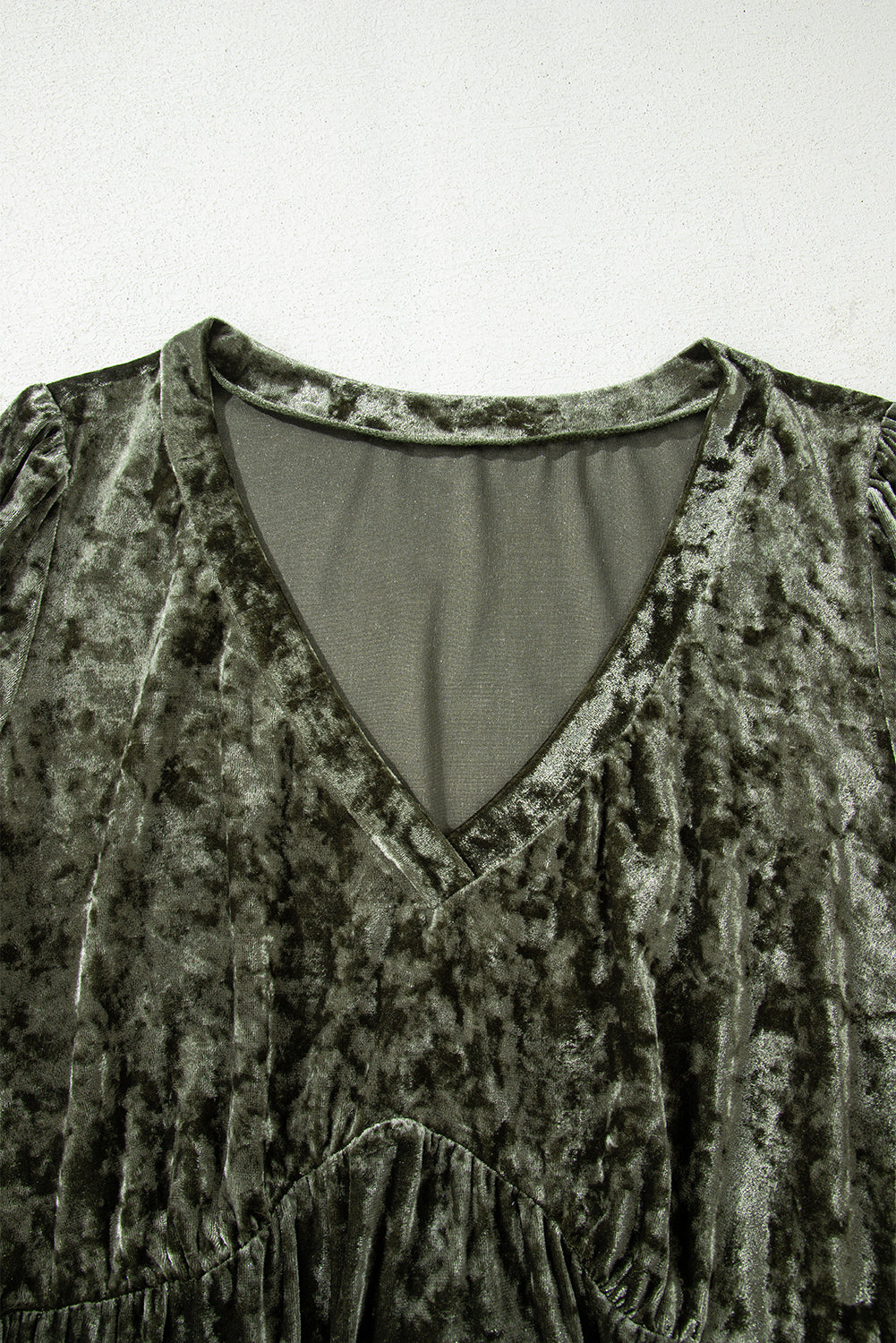 Plus Size Velvet Babydoll Mini Dress with Puff Sleeve