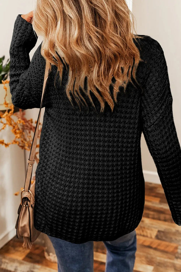 Hollow-out Crochet V Neck Sweater -