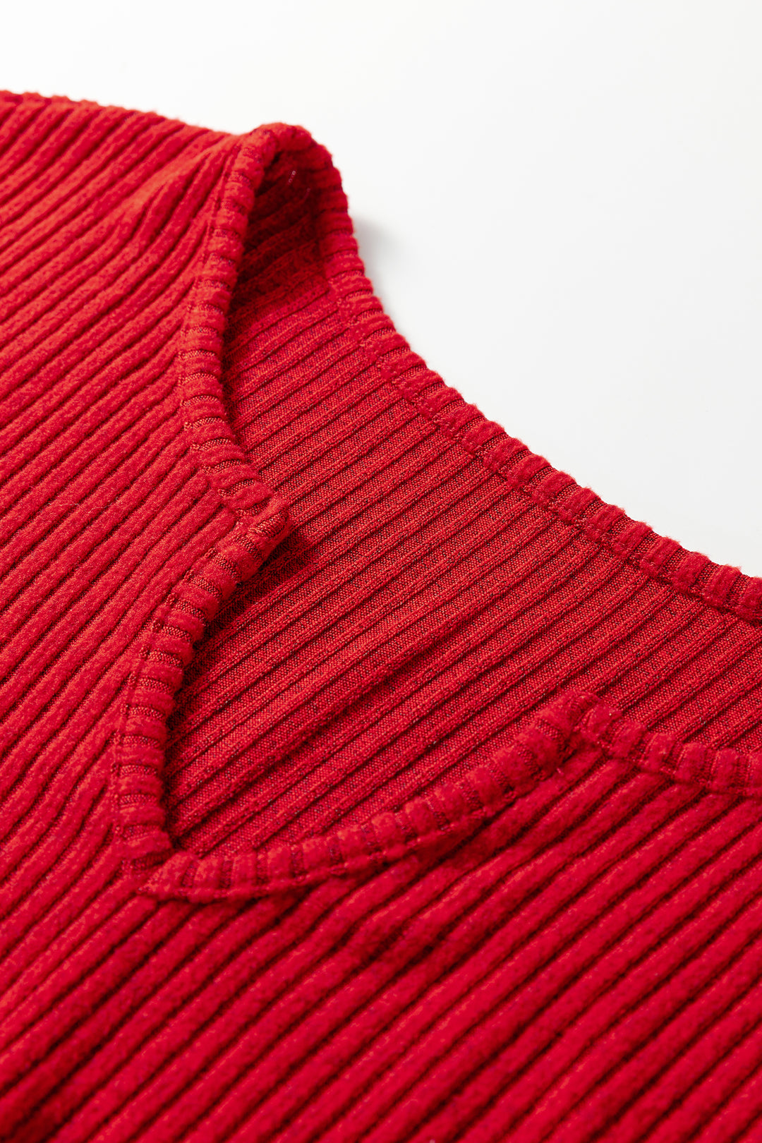 Ribbed Notched Neck Knit Long Sleeve Leggings Two Pieces Lounge Set