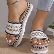 Geometric Weave Platform Sandals - White / 36(US5)