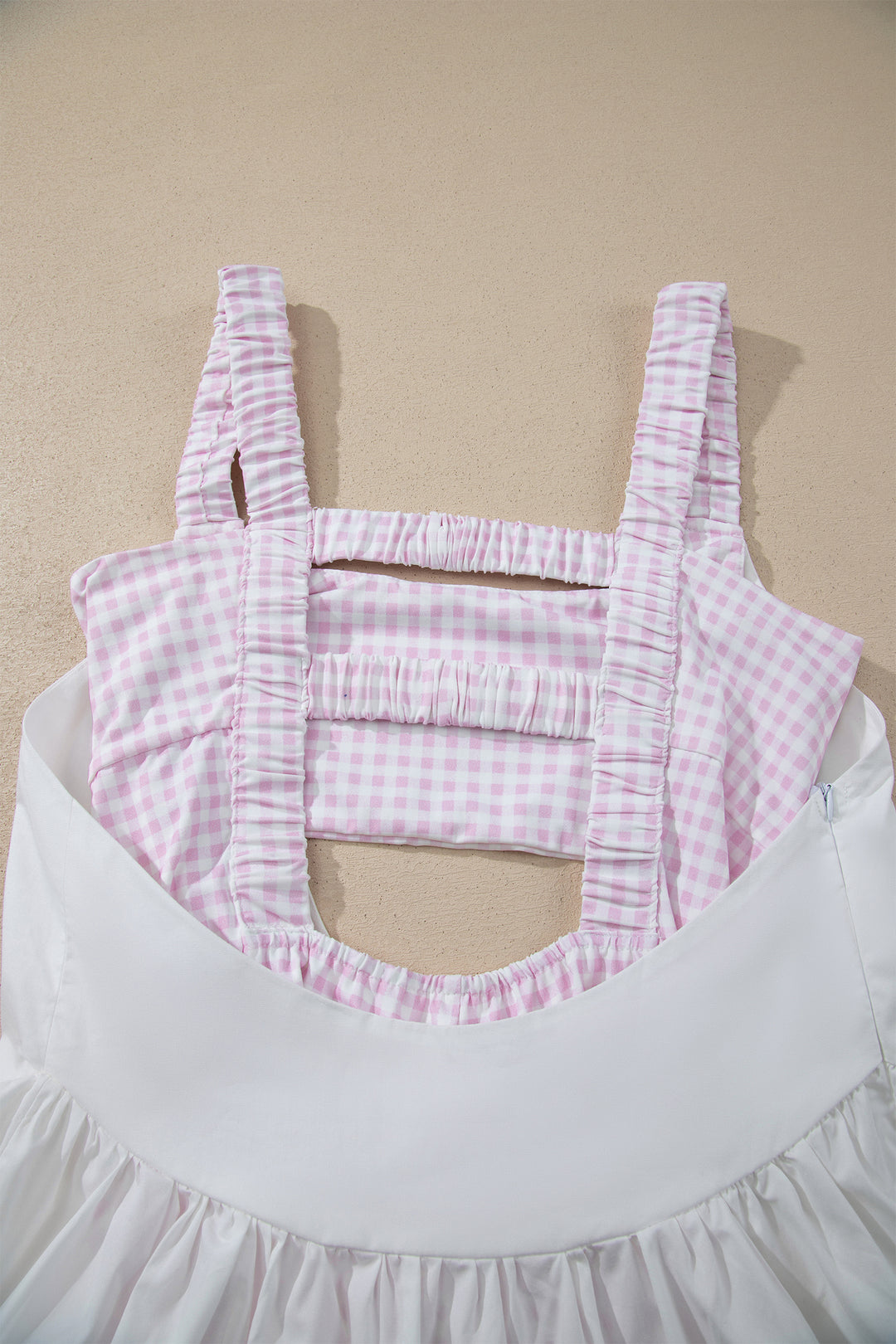 Two Piece Gingham Contrast Patchwork Loose Mini Dress