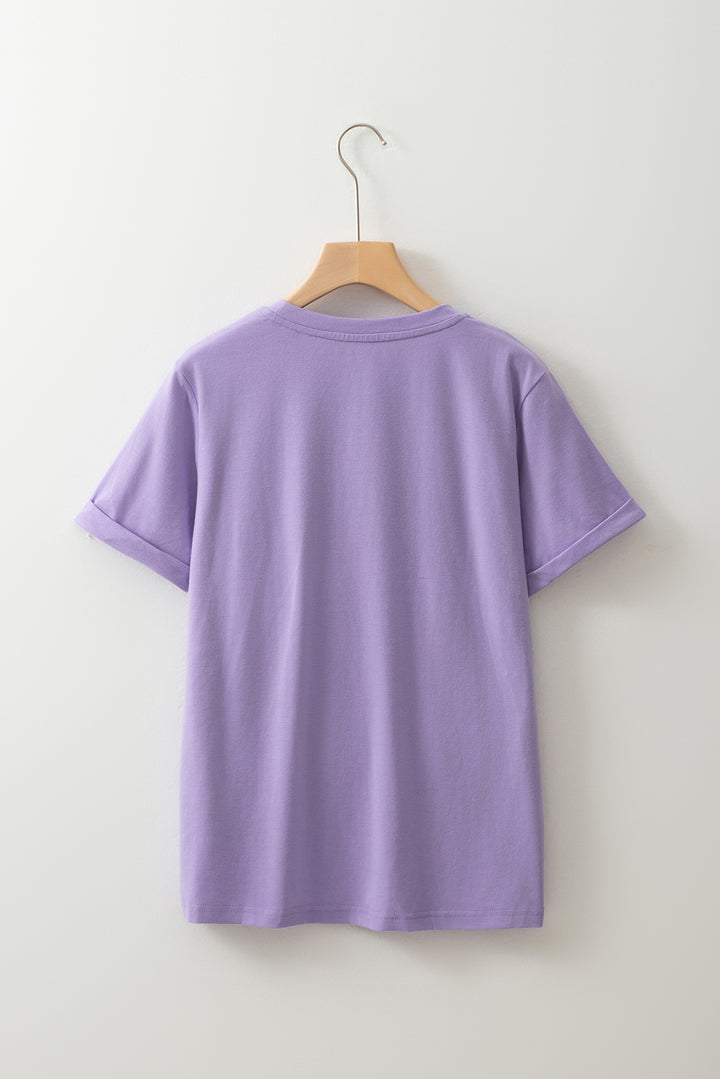 Wisteria Glitter Trim Chenille Ghost Patched Halloween Graphic Tee