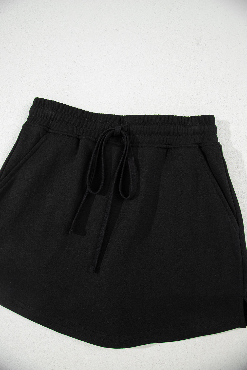 French Terry Drawstring Mini Skort with Pockets