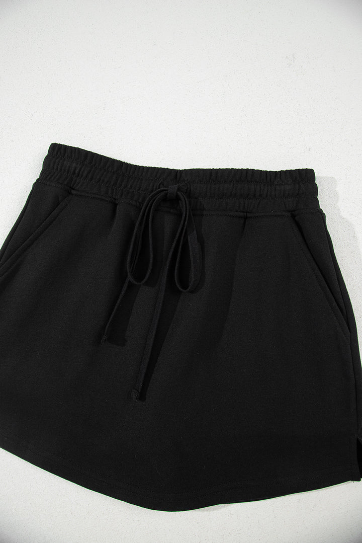 French Terry Drawstring Mini Skort with Pockets