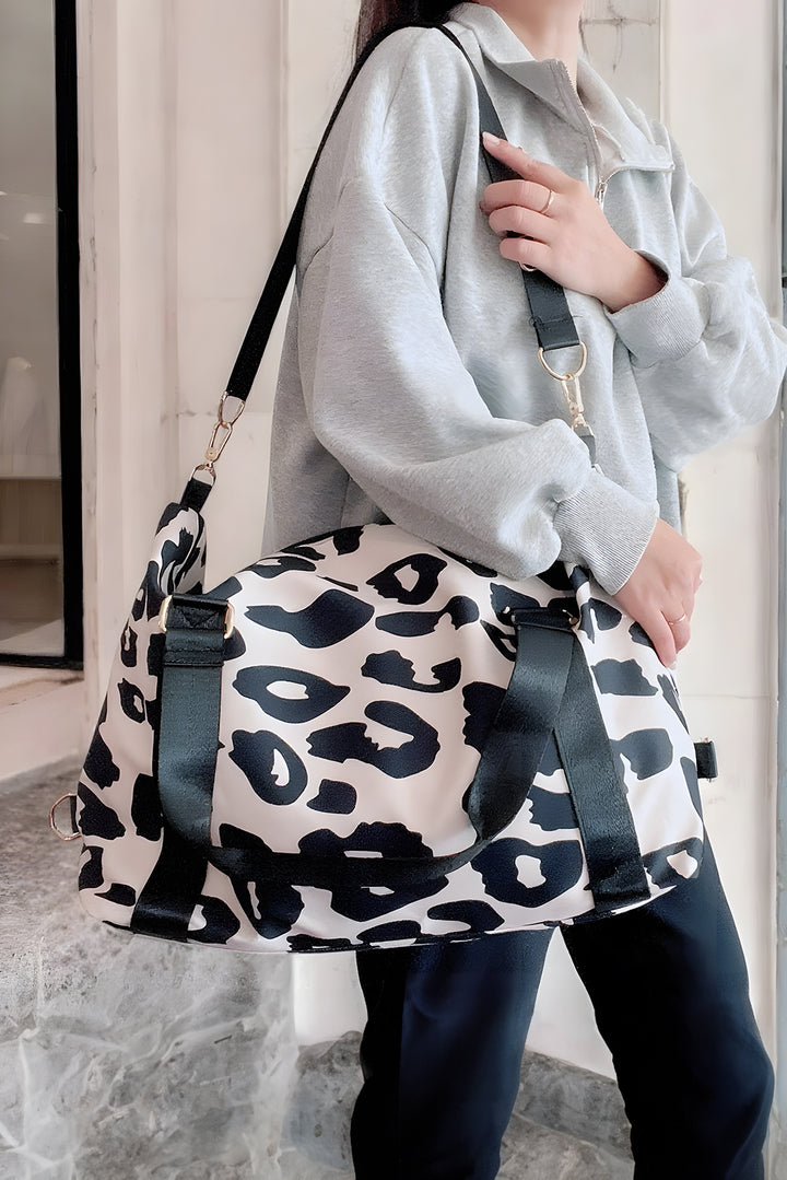 Black Leopard Print Luggage Tote Bag