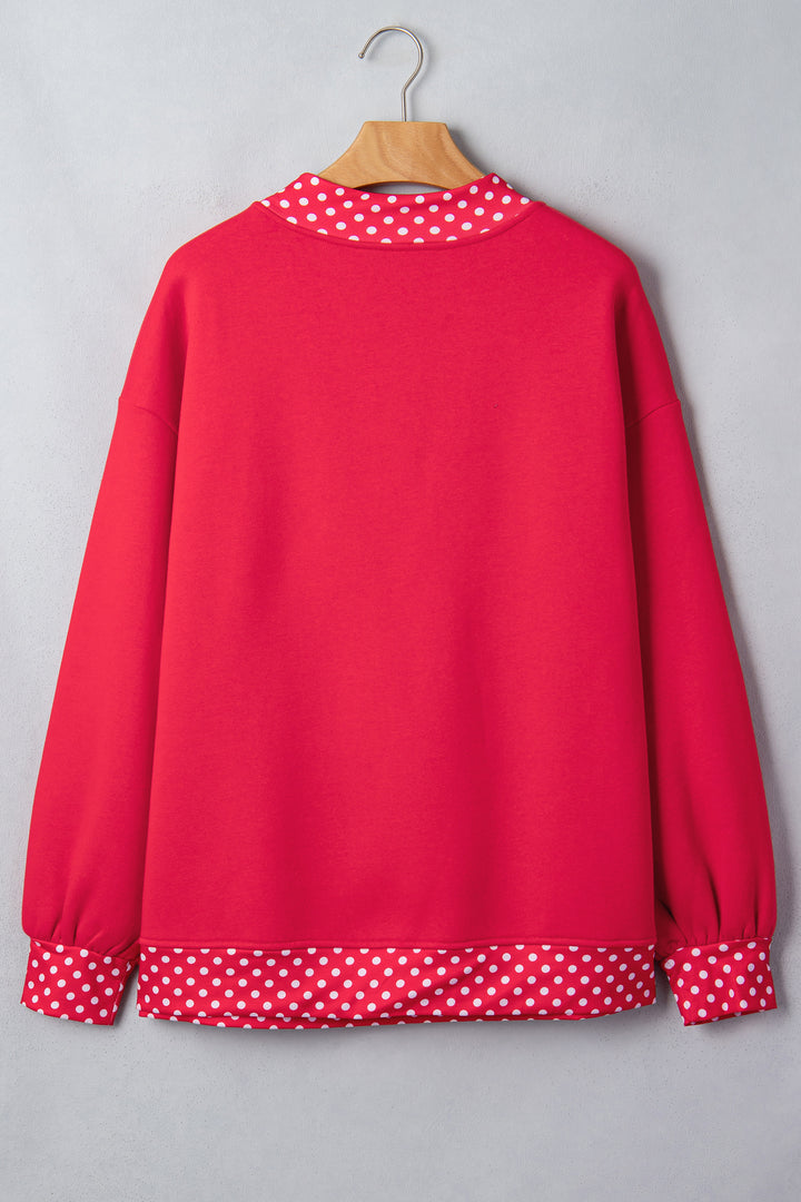 Colorblock Polka Dot Contrast Trim Oversized Sweatshirt