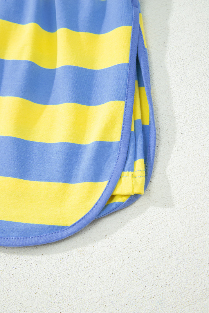 Stripe Dolman Tee Drawstring Skort Athletic 2pcs Set