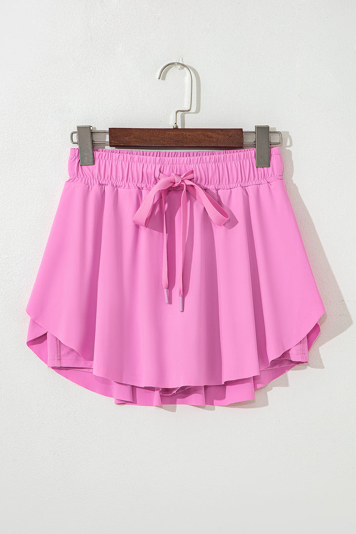 Bonbon Drawstring High Waist Lined Tennis Skorts