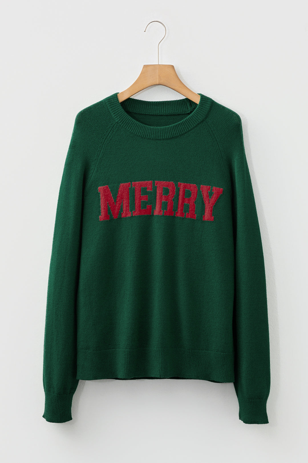 MERRY Letter Pattern Christmas Raglan Sleeve Sweater