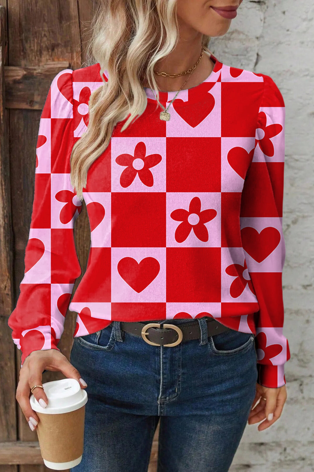 Red Heart Festive Valentine Blouse