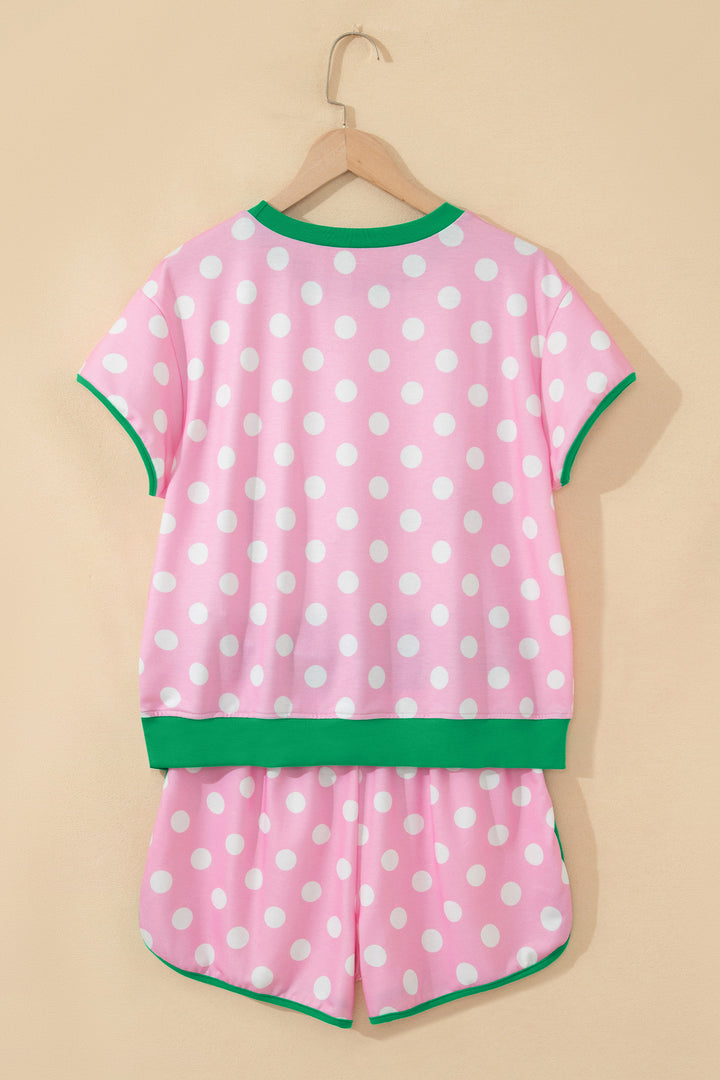 Polka Dot Contrast Edge Casual Short Set