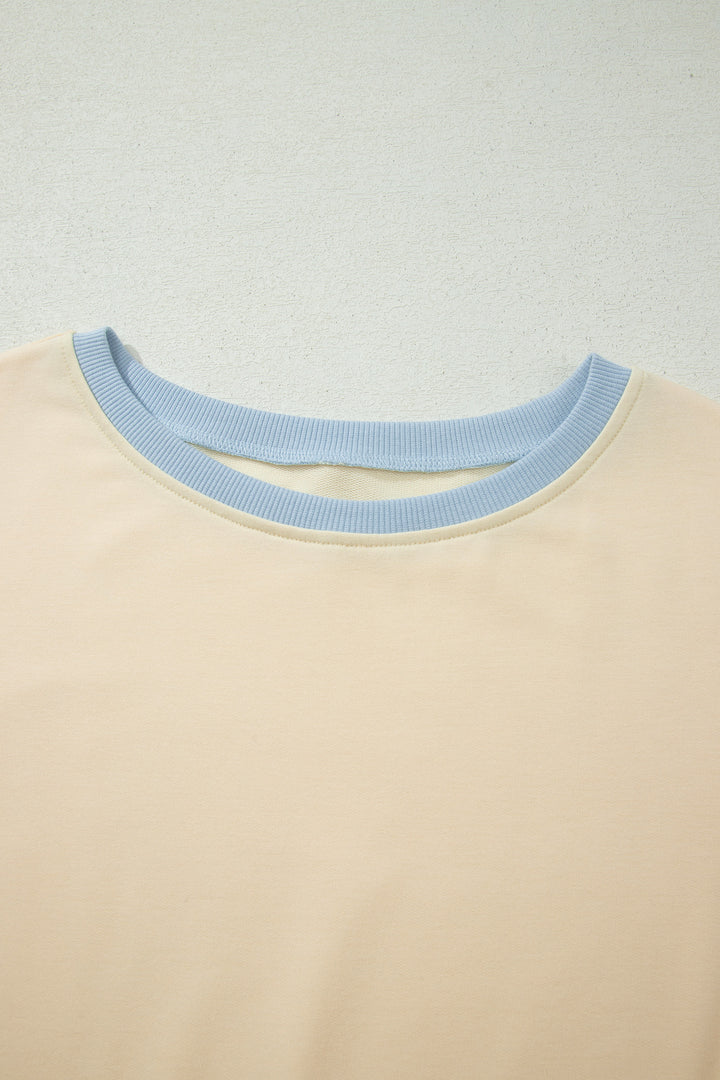 Colorblock Edge Drop Shoulder T Shirt and Skort 2Pcs Set