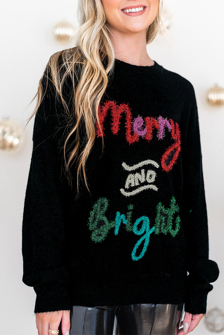 Tinsel Merry and Bright Graphic Christmas Sweater