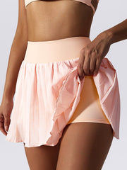 Pleated Wide Waistband Sports Skirt -