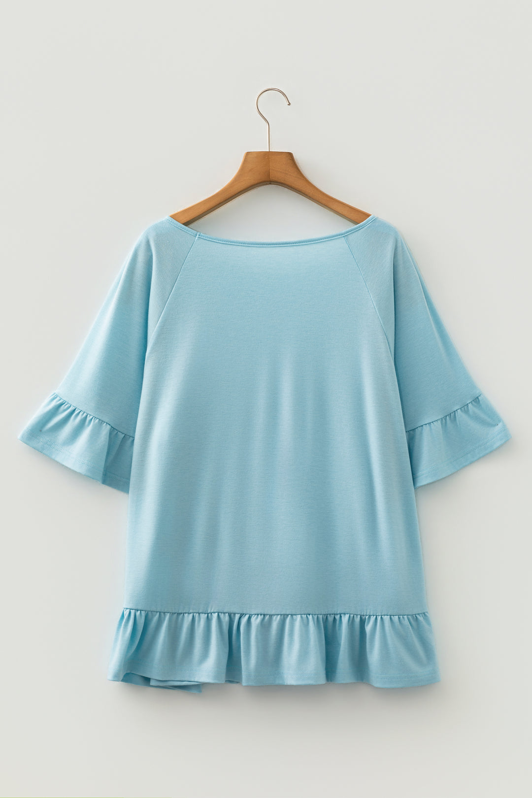 Ruffled Short Sleeve Plus Size Casual Blouse