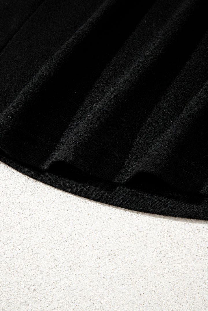 Black 3 Pcs Crop Tank Top Shorts with Cardigan Lounge Set