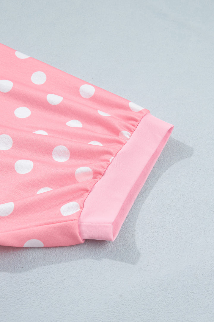 Polka Dot Oversized Top Drawstring Short Set