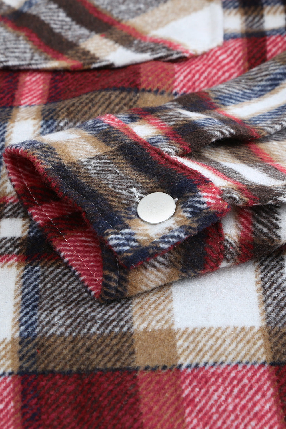 Geometric Plaid Print Pocketed Shacket -