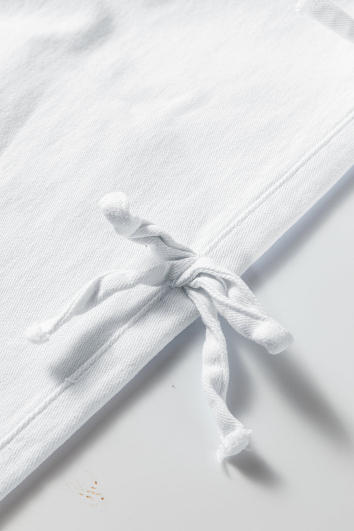 White Bow Knot Side Detail Straight Leg Loose Jeans