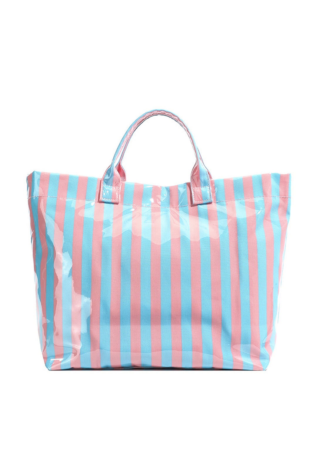 Glossy Striped Vinyl Large Tote Bag