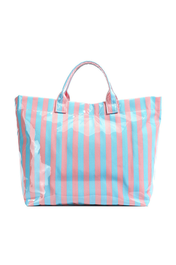 Glossy Striped Vinyl Large Tote Bag