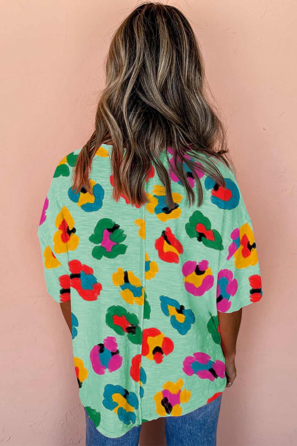Leopard Drop Shoulder Oversize Tee
