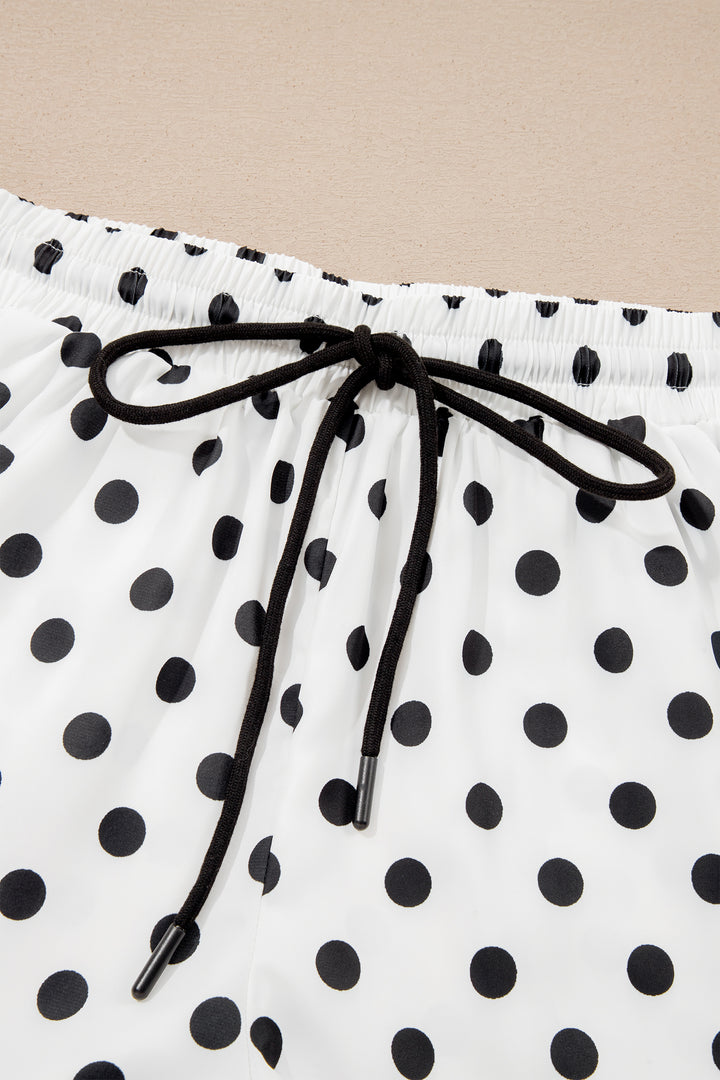Polka Dot Contrast Ruffle Trim Shorts