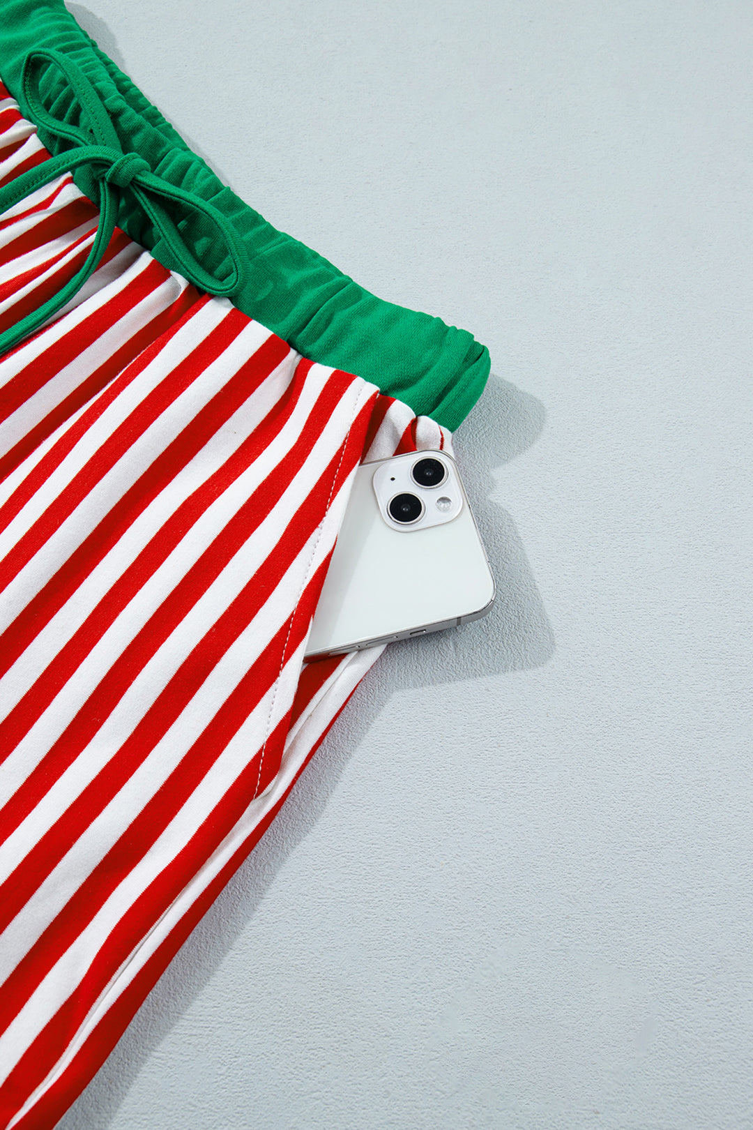 Red Stripe Colorblock Trim Polo Collar Drawstring Elastic Waist Band Casual 2pcs Outfit