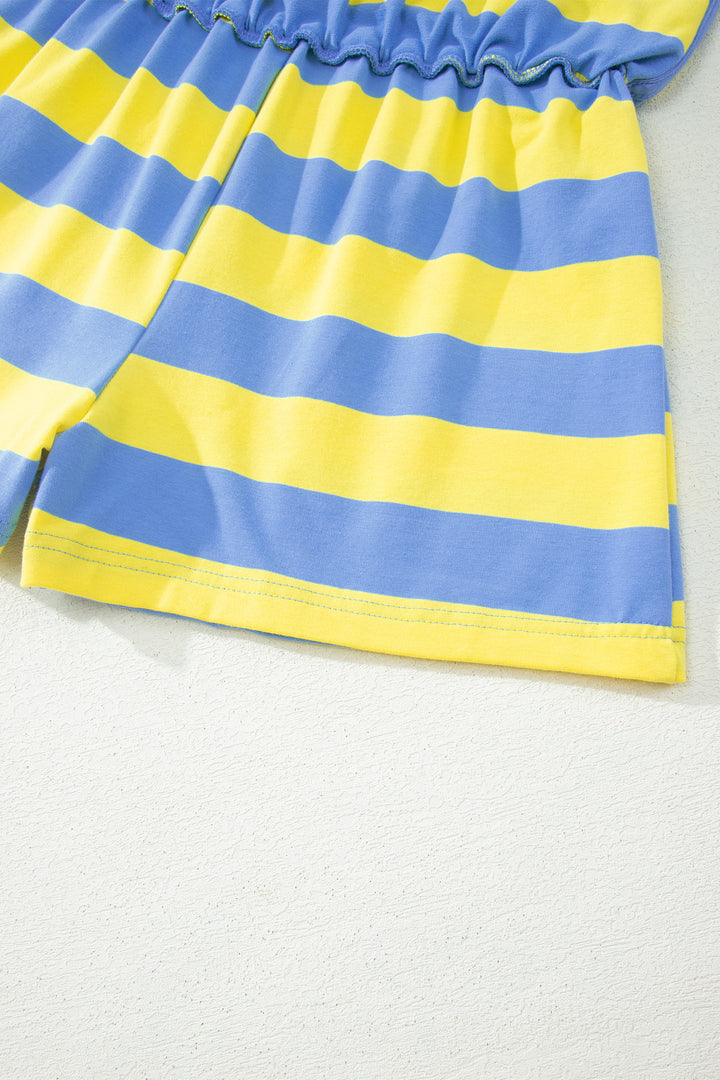 Stripe Dolman Tee Drawstring Skort Athletic 2pcs Set