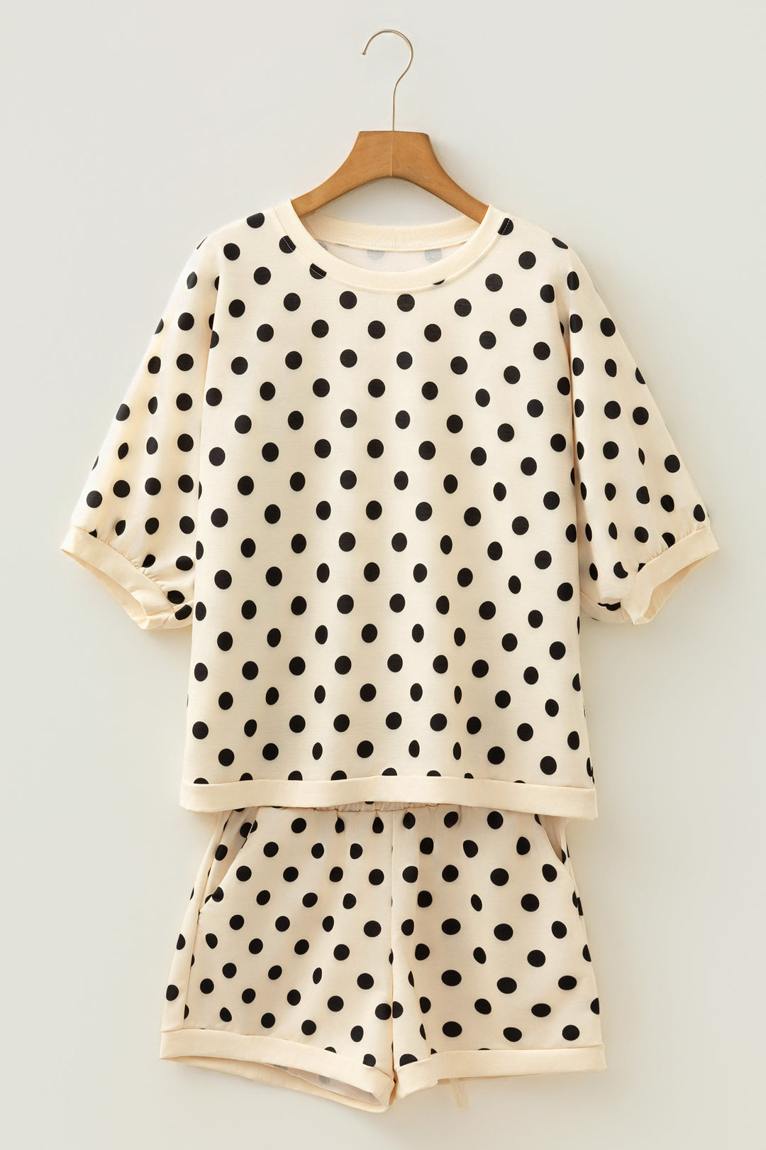 Polka Dot Oversized Top Drawstring Short Set