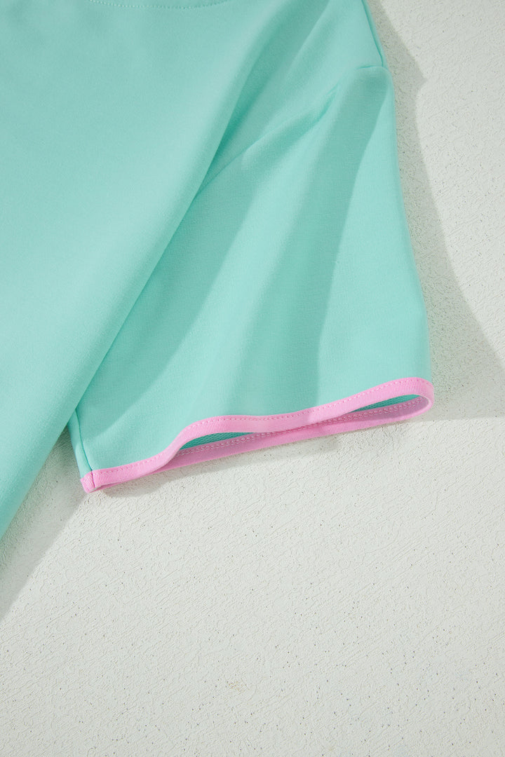 Colorblock Edge Drop Shoulder T Shirt and Skort 2Pcs Set