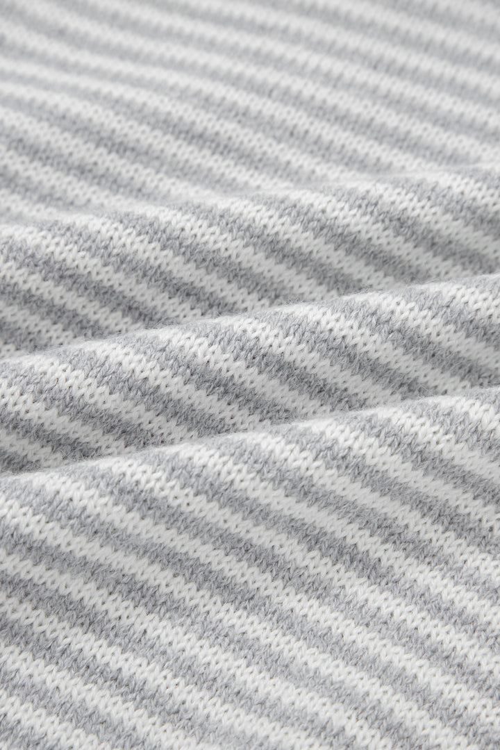 Stripe Contrast Heart Pattern Valentine Knit Sweater