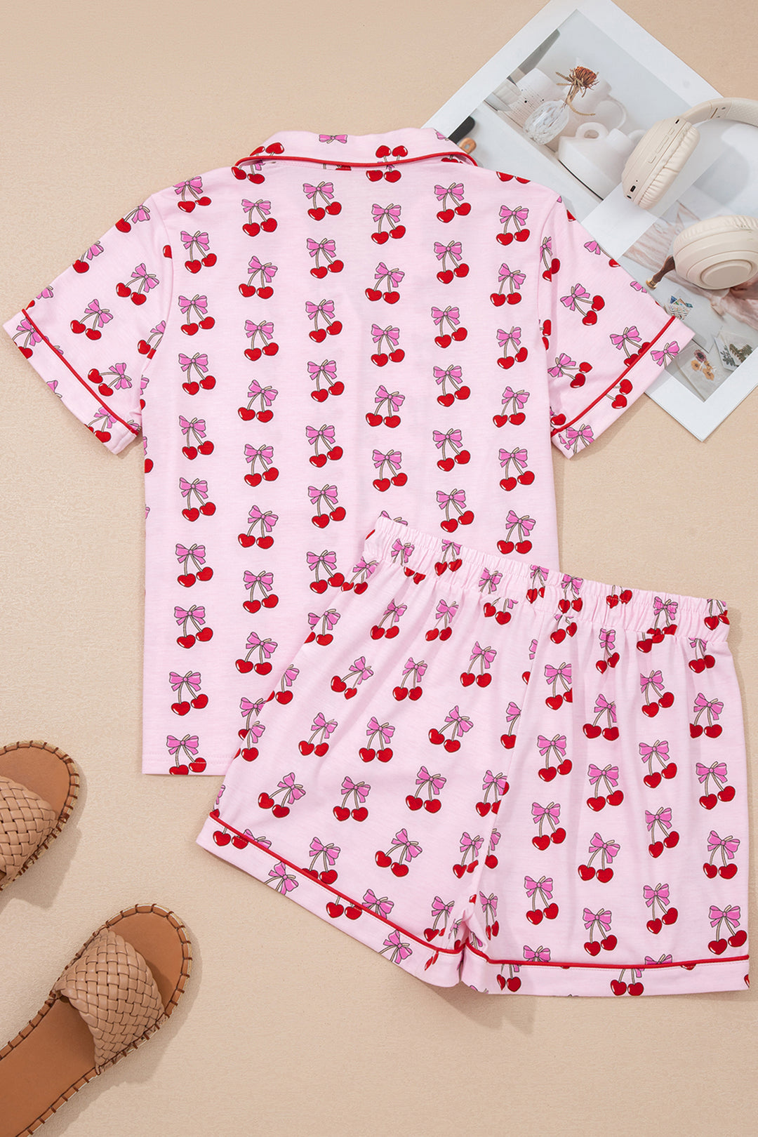 Bow Print Short Pajama Set