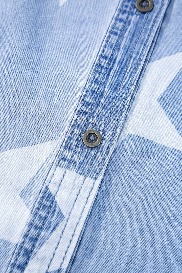 a close up of a shirt with a star pattern